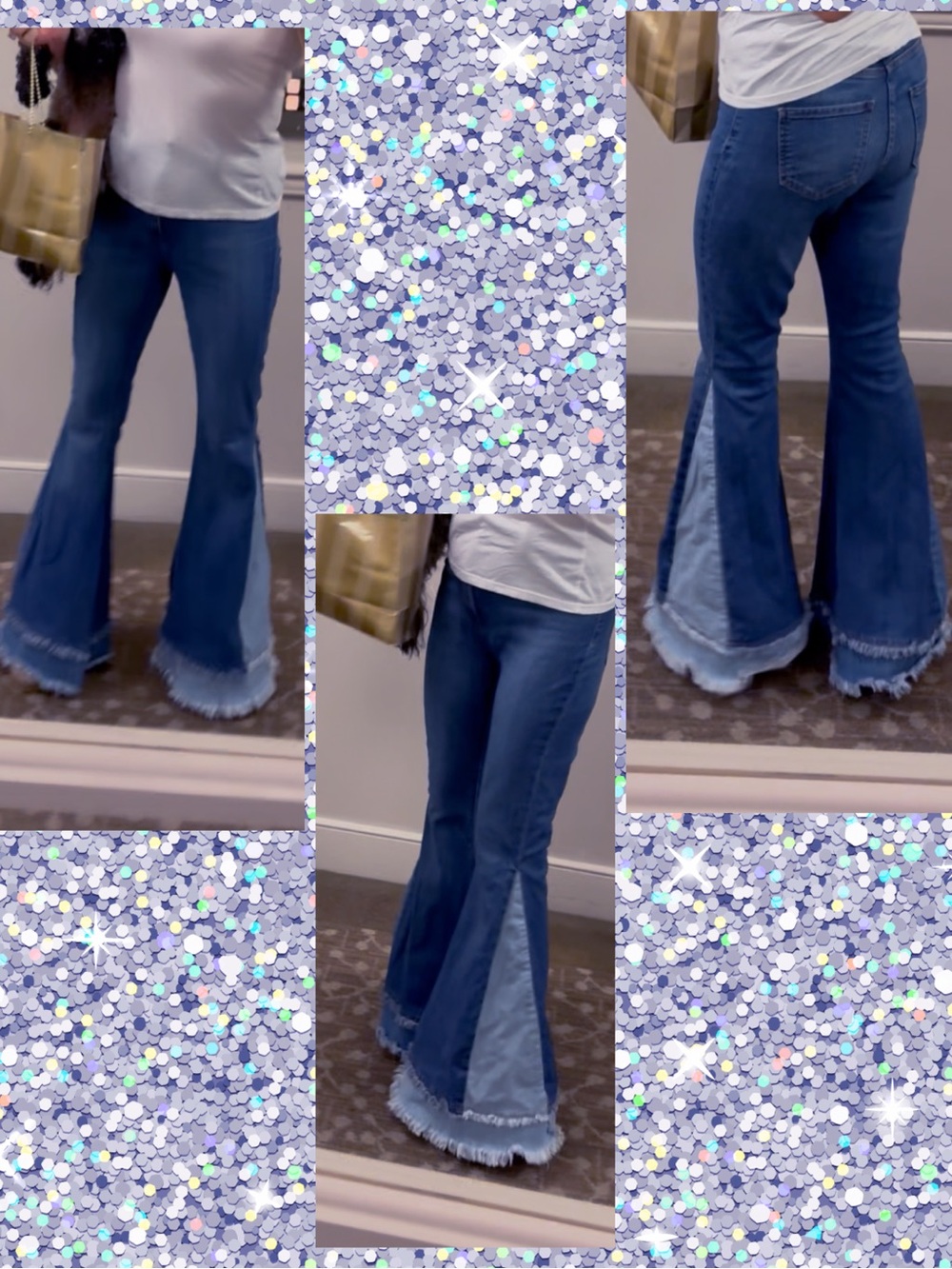 Aphrodite Two-Tone Dark & Light Blue Extra Wide Flare Jeans